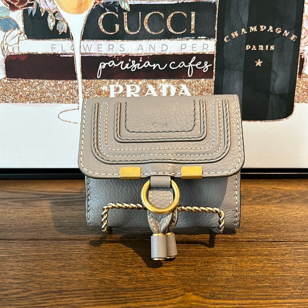 Chloe Heather Gray Marcie Wallet with Dustbag